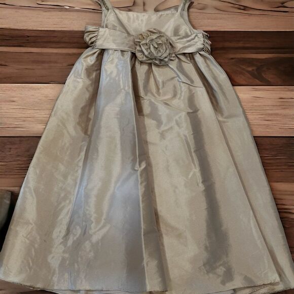 “Us Angels” Gold Party Dress with Bow Sash (little girls - sz 5 or sz 7) - Picture 1 of 3